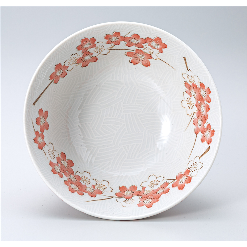 古林陶器 多用椀 千年桜 4.8多用丼 赤 1331330701 1個（ご注文単位1個）【直送品】