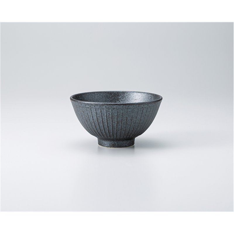 古林陶器 飯椀 彫刻十草 飯碗ブラック 1332260401 1個(ご注文単位1個)【直送品】