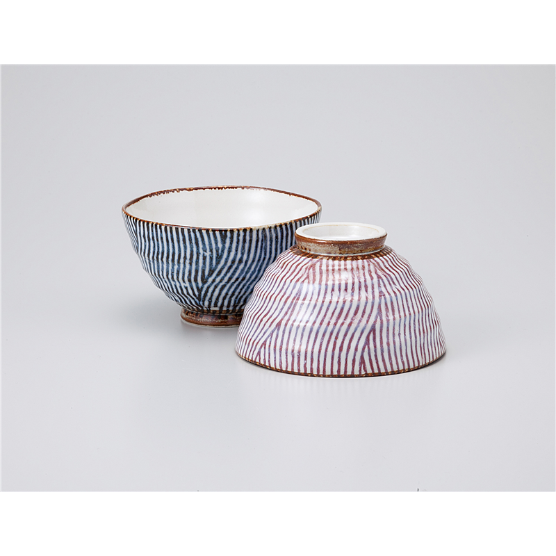 古林陶器 飯椀 まがり十草茶碗 青 1135660561 1個(ご注文単位1個)【直送品】