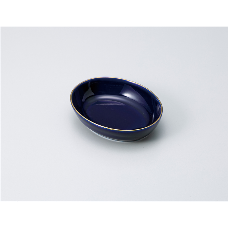 古林陶器 灰皿 金線ルリオーバル 1338750503 1個（ご注文単位1個）【直送品】
