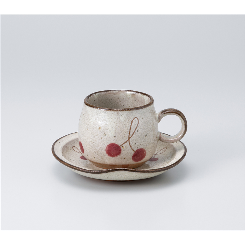古林陶器 椀皿 さくらんぼ赤丸型コーヒーC/S 1165350141 1個(ご注文単位1個)【直送品】