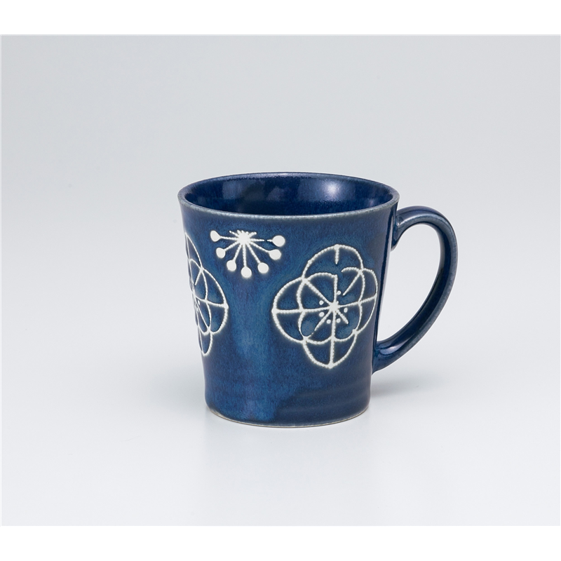 古林陶器 マグ 花刺しブルー 軽量マグ 1065260452 1個(ご注文単位1個)【直送品】