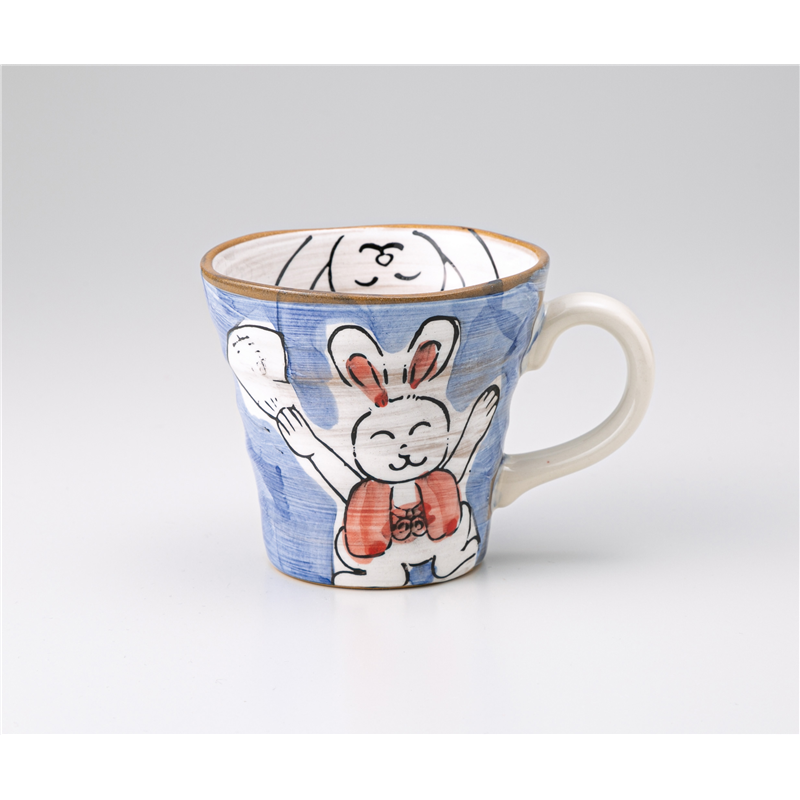 古林陶器 マグ 粉引うさぎ 青マグ 1261560431 1個(ご注文単位1個)【直送品】