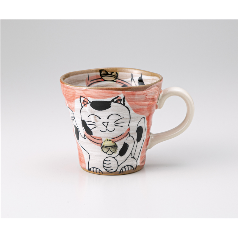 古林陶器 マグ 粉引ねこ 赤マグ 1261560531 1個(ご注文単位1個)【直送品】
