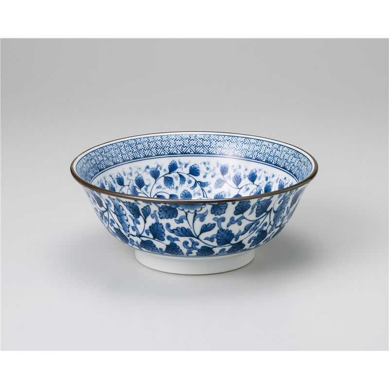 古林陶器 中華単品 藍染牡丹6.8ラーメン丼 1069640101 1個（ご注文単位1個）【直送品】