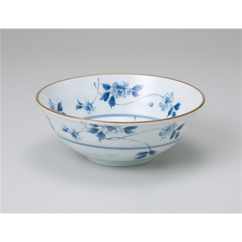 古林陶器 中華単品 藍小花6.8めん鉢 1070050235 1個（ご注文単位1個）【直送品】