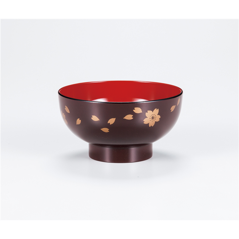 古林陶器 会津漆器汁椀 レンジ汁椀 新溜 丸福 花吹雪 1072530495 1個（ご注文単位1個）【直送品】