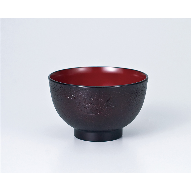 古林陶器 会津漆器汁椀 レンジ汁椀 溜 春秋 669120295 1個(ご注文単位1個)【直送品】