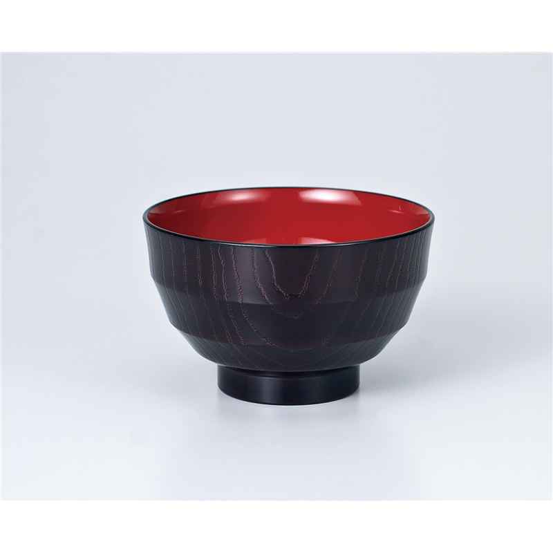 古林陶器 会津漆器汁椀 レンジ汁椀 溜 乱筋木彫 669120495 1個（ご注文単位1個）【直送品】