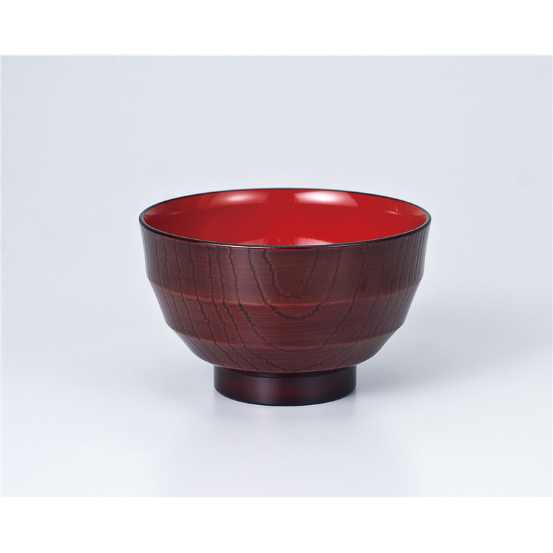 古林陶器 会津漆器汁椀 レンジ汁椀 栃 乱筋木彫 669130195 1個(ご注文単位1個)【直送品】