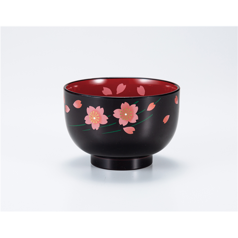 古林陶器 会津漆器汁椀 溜 彩美汁椀 桜 1268550297 1個(ご注文単位1個)【直送品】
