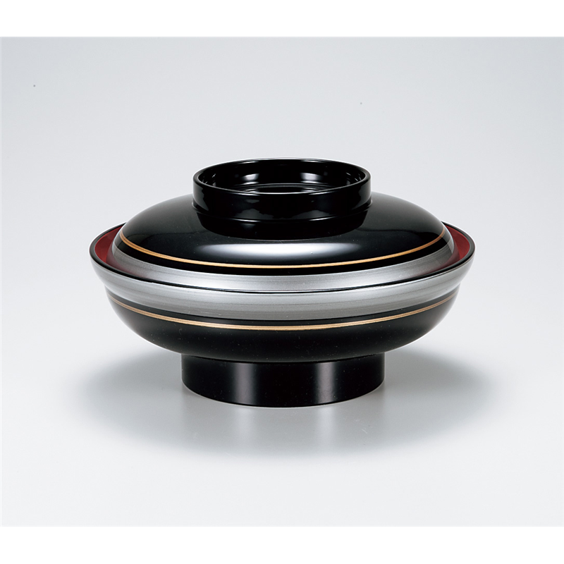 古林陶器 越前漆器丼・椀 5.5 光月丼 黒内朱ライン 973140198 1個(ご注文単位1個)【直送品】