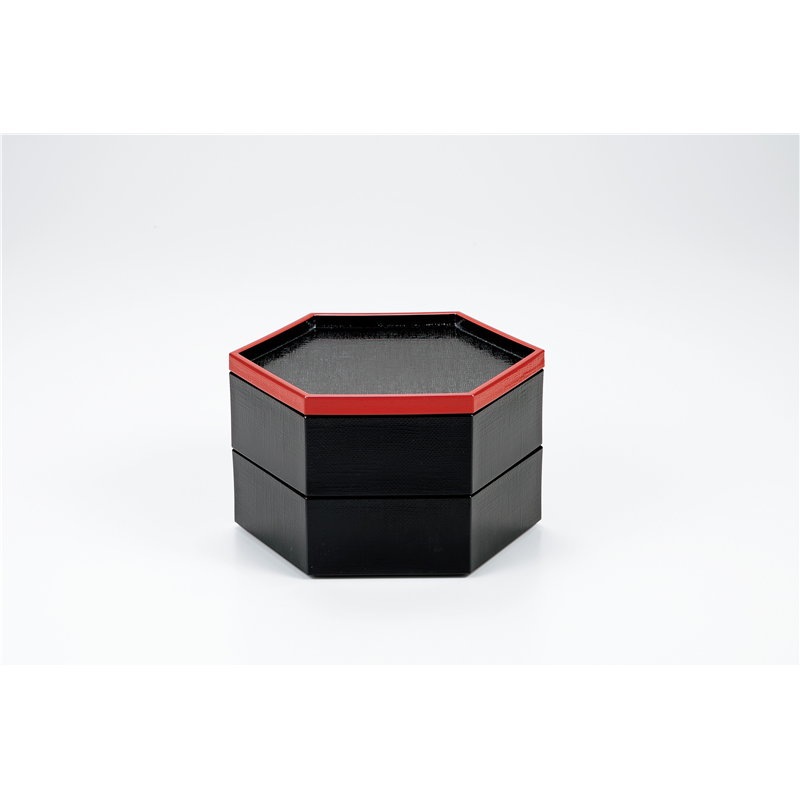 古林陶器 越前漆器弁当 6.0 六角布目弁当 黒縁朱(蓋) 973910598 1個（ご注文単位1個）【直送品】