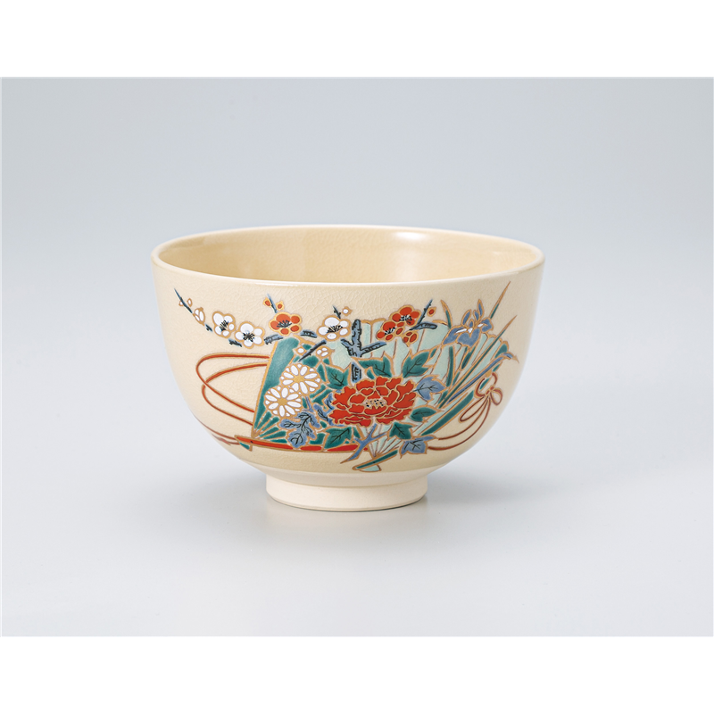 古林陶器 抹茶碗 仁清抹茶碗 緋扇(化粧箱入) 1364440415 1個(ご注文単位1個)【直送品】