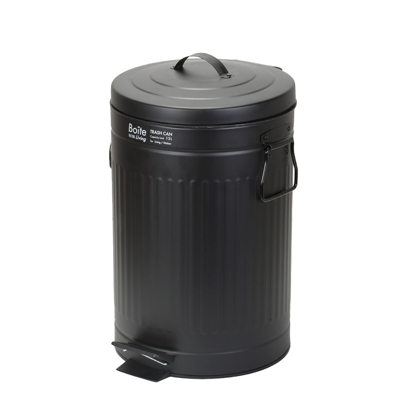 中山福 ゴミ箱 ペダル式 Boite 12L ブラック NQ-0196 1個（ご注文単位1個）【直送品】