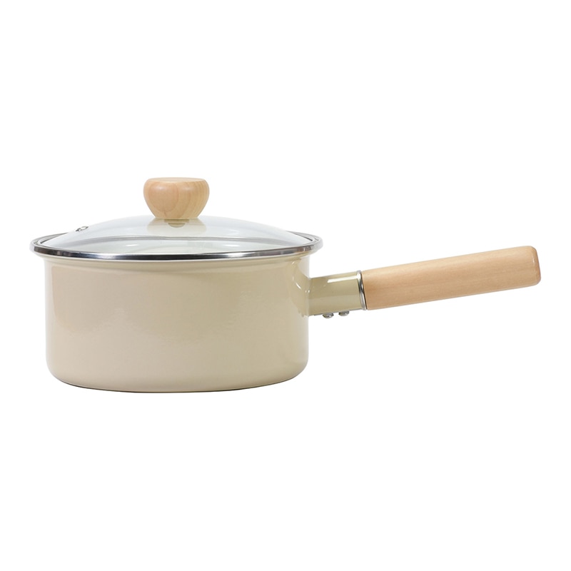 中山福 ソースパン カリーノ IH対応 ガラス蓋付 18cm クリーム NQ-0116 1個（ご注文単位1個）【直送品】