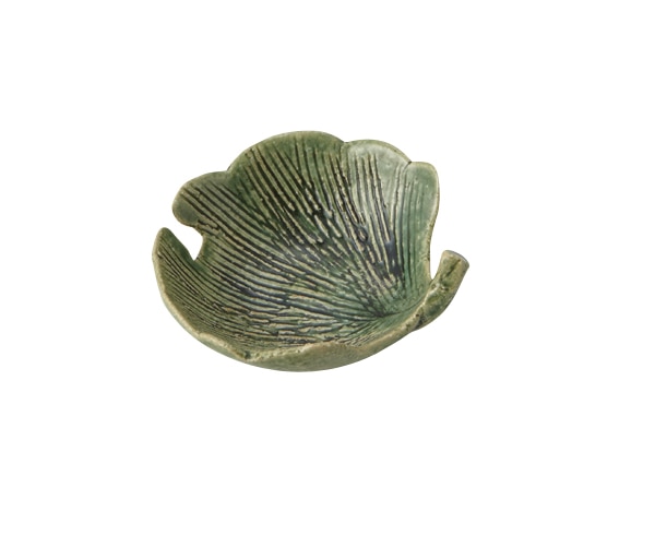 丸モ高木陶器 織部銀杏小皿 5A030-04 1個(ご注文単位1個)【直送品】