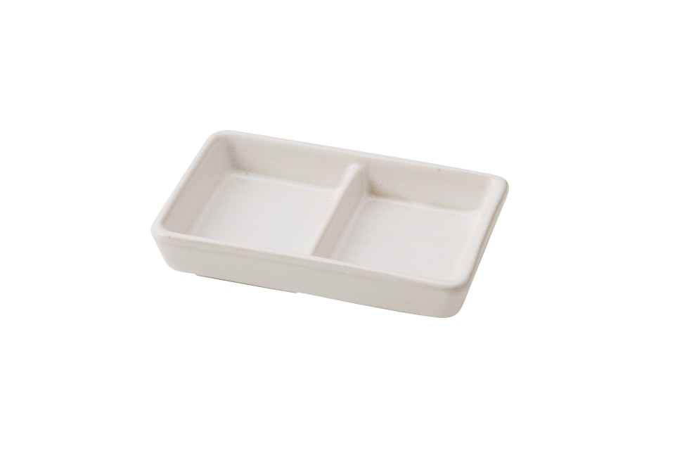 丸モ高木陶器 白二つ仕切皿 5A039-16 1個（ご注文単位1個）【直送品】