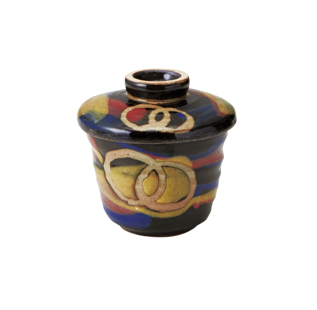 丸モ高木陶器 釉三彩蒸し碗 5A108-25 1個(ご注文単位1個)【直送品】