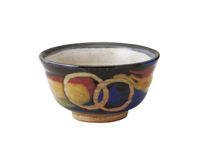 丸モ高木陶器 釉三彩反り茶碗 5A108-29 1個(ご注文単位1個)【直送品】