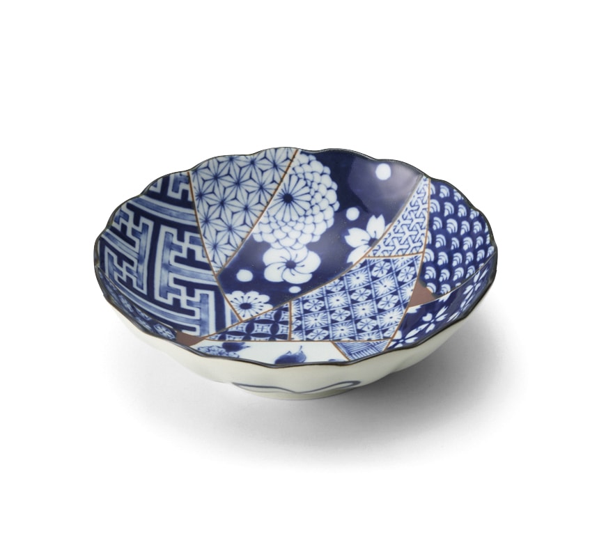 丸モ高木陶器 藍友禅菊型55浅鉢 5A128-01 1個（ご注文単位1個）【直送品】