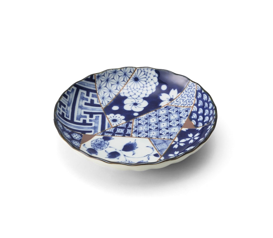 丸モ高木陶器 藍友禅菊型50皿 5A128-04 1個（ご注文単位1個）【直送品】