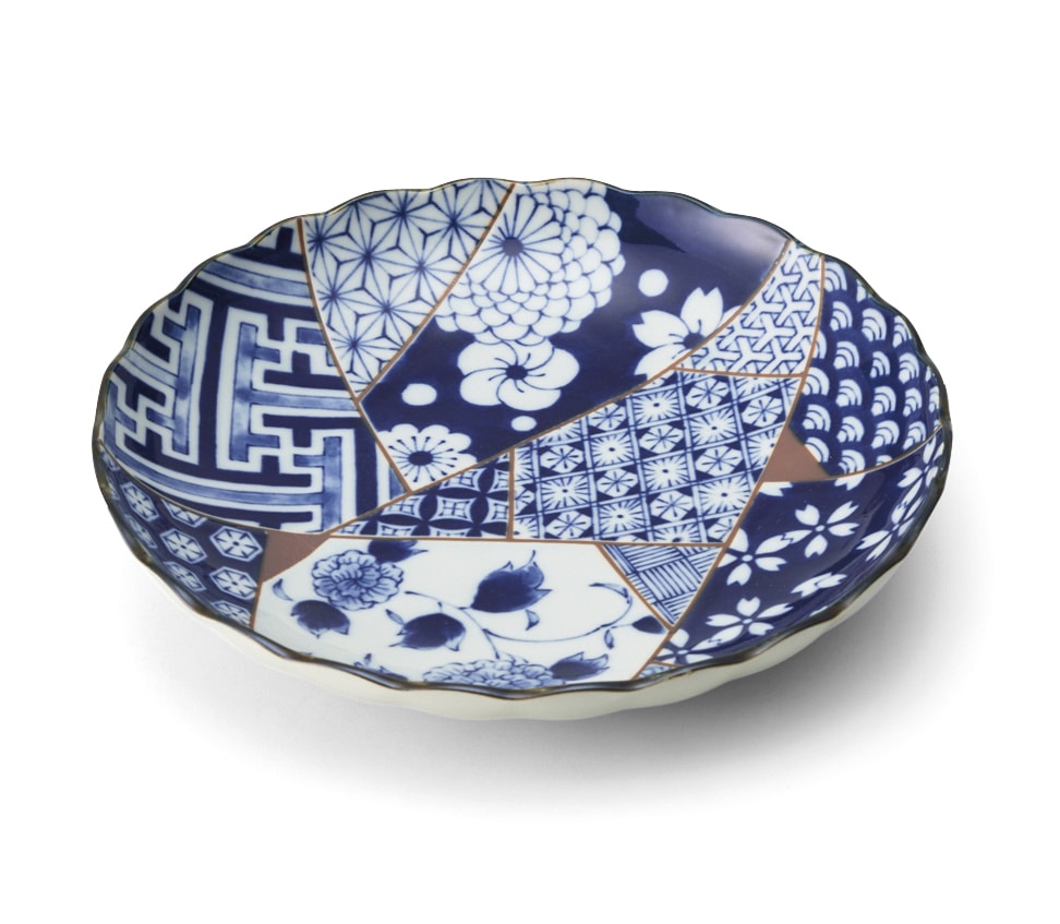 丸モ高木陶器 藍友禅菊型80皿 5A128-05 1個（ご注文単位1個）【直送品】