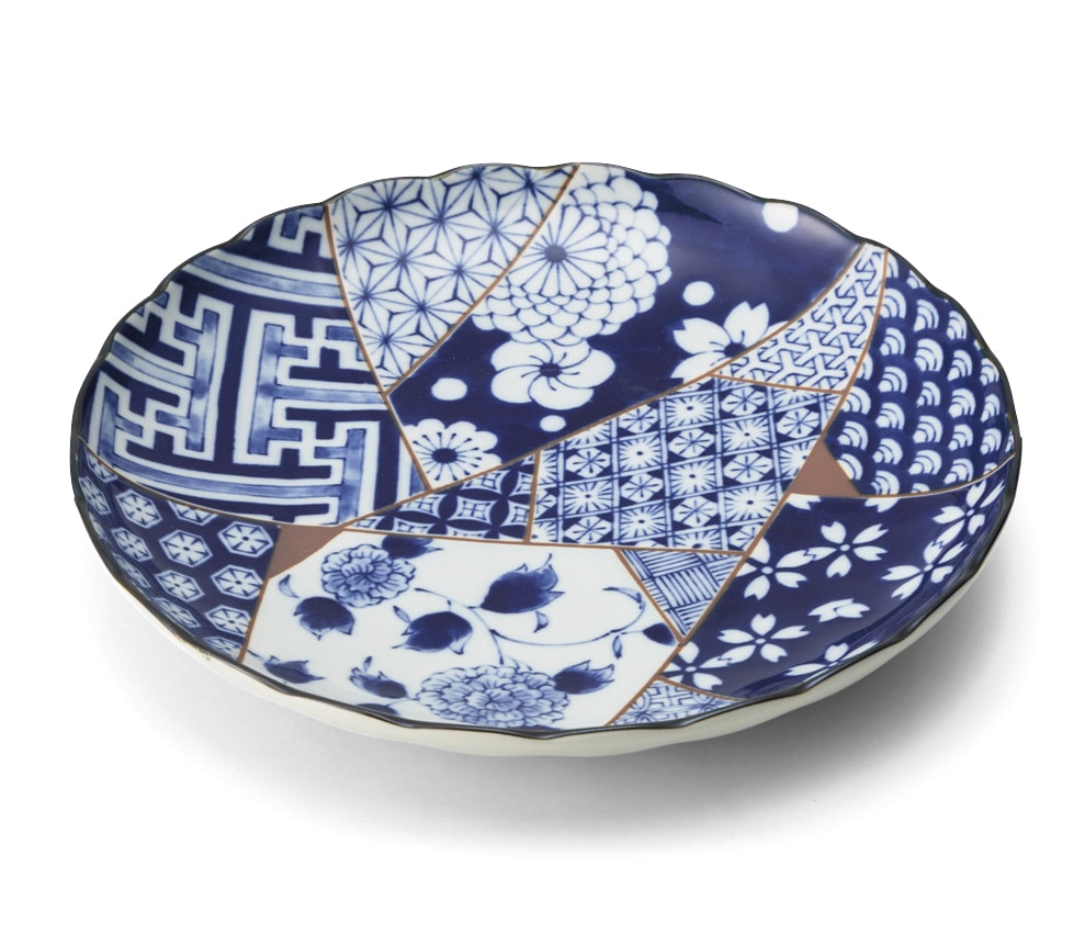 丸モ高木陶器 藍友禅菊型85皿 5A128-06 1個（ご注文単位1個）【直送品】