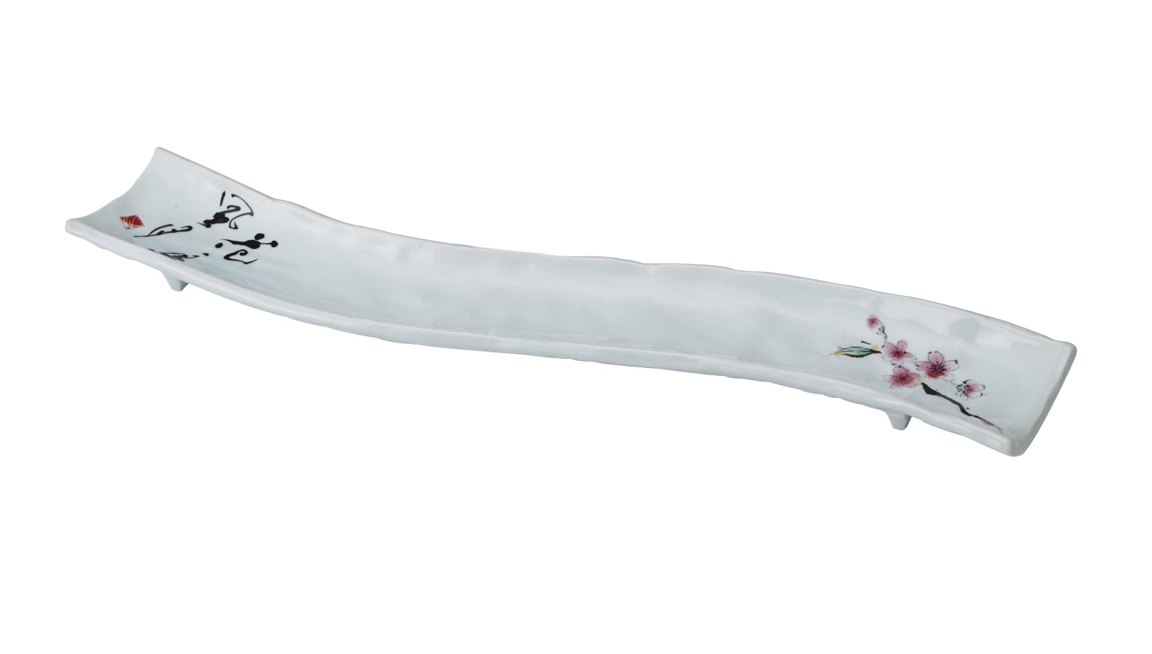 丸モ高木陶器 イングレ花鳥風月変形細長皿 4A174-08 1個（ご注文単位1個）【直送品】