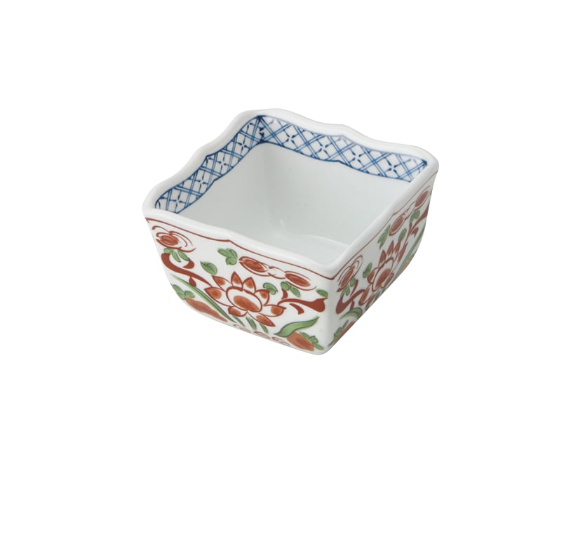 丸モ高木陶器 赤絵角小鉢 5A176-13 1個（ご注文単位1個）【直送品】