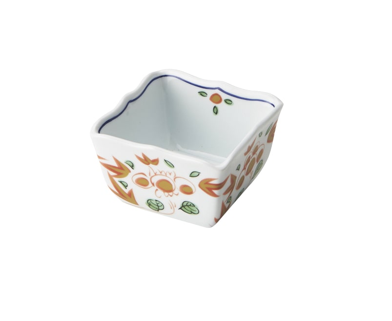 丸モ高木陶器 花絵角小鉢 5A176-14 1個（ご注文単位1個）【直送品】