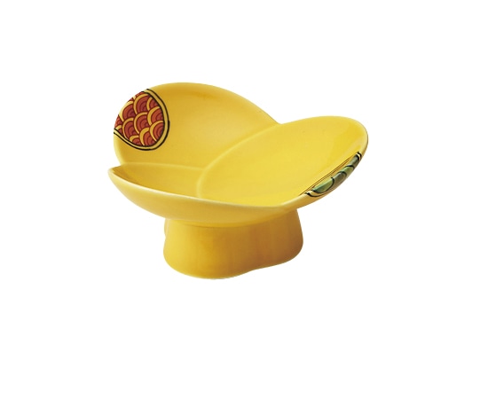 丸モ高木陶器 イングレ黄釉丸紋三ツ葉小付 5A176-06 1個（ご注文単位1個）【直送品】