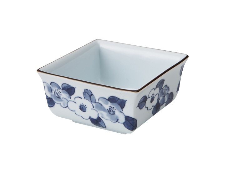 丸モ高木陶器 イングレ椿絵反角小鉢 5A182-14 1個（ご注文単位1個）【直送品】