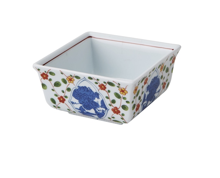 丸モ高木陶器 赤入山水反角小鉢 5A182-15 1個（ご注文単位1個）【直送品】
