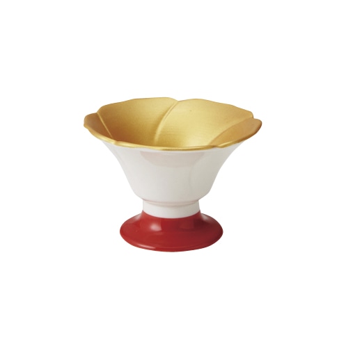 丸モ高木陶器 内金赤高台花型珍味 5A024-08 1個（ご注文単位1個）【直送品】