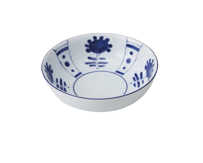 丸モ高木陶器 イングレ染付草花丸取鉢 5A181-14 1個（ご注文単位1個）【直送品】