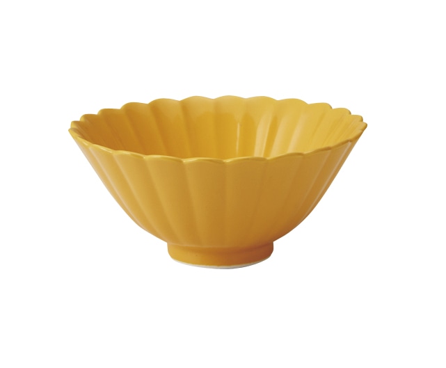 丸モ高木陶器 黄釉菊型深小鉢 5A185-16 1個（ご注文単位1個）【直送品】