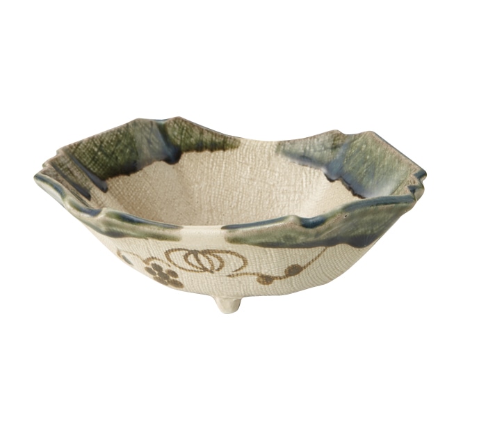 丸モ高木陶器 絵織部舟型鉢 5A185-15 1個（ご注文単位1個）【直送品】