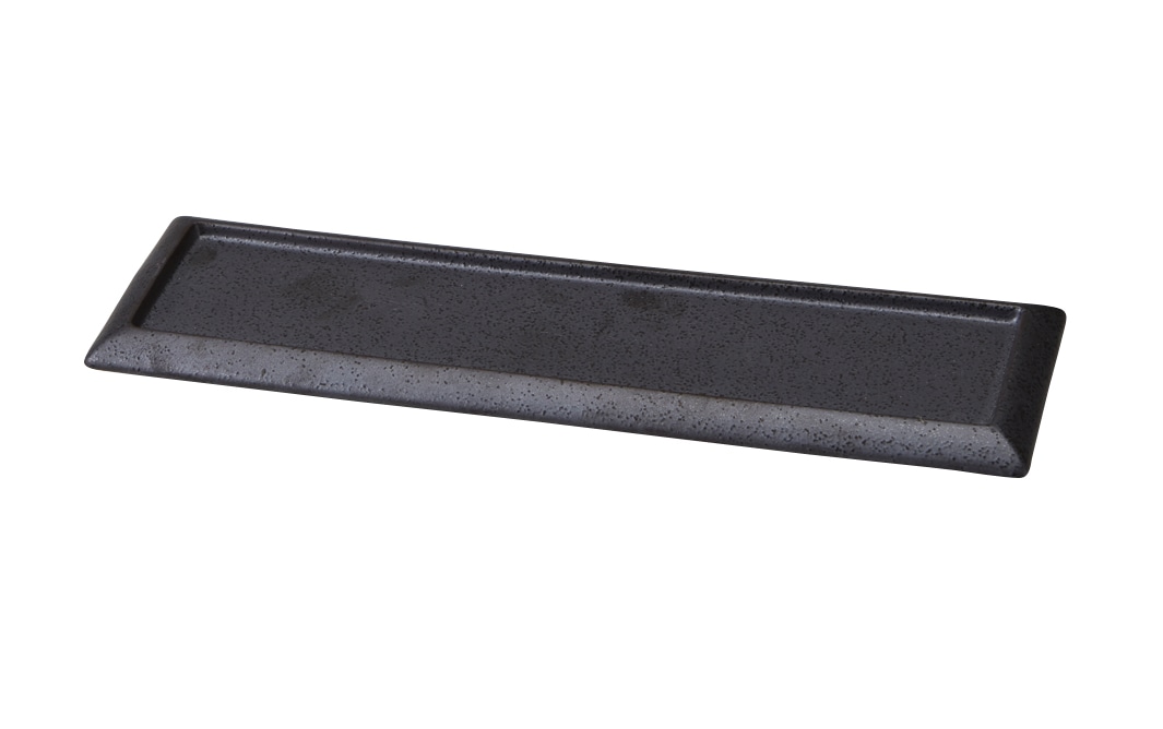 丸モ高木陶器 黒結晶リム付長皿 5A186-19 1個（ご注文単位1個）【直送品】