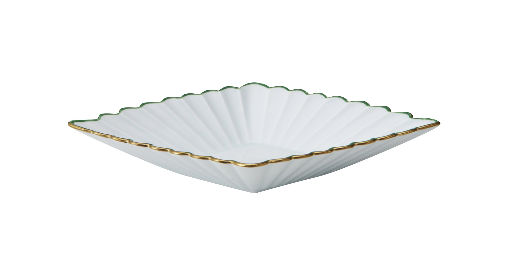 丸モ高木陶器 渕緑金菊菱型皿 5A186-22 1個（ご注文単位1個）【直送品】
