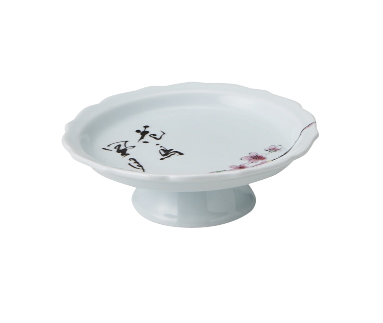 丸モ高木陶器 イングレ花鳥風月輪花高台皿 5A168-08 1個（ご注文単位1個）【直送品】