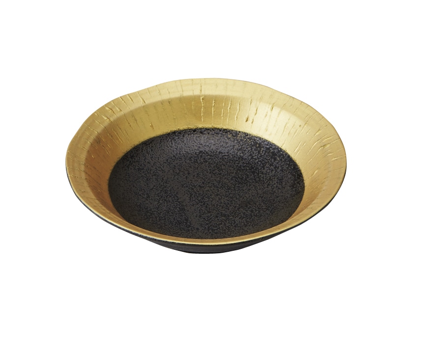 丸モ高木陶器 金彩黒潮5.0浅鉢 5A038-15 1個（ご注文単位1個）【直送品】