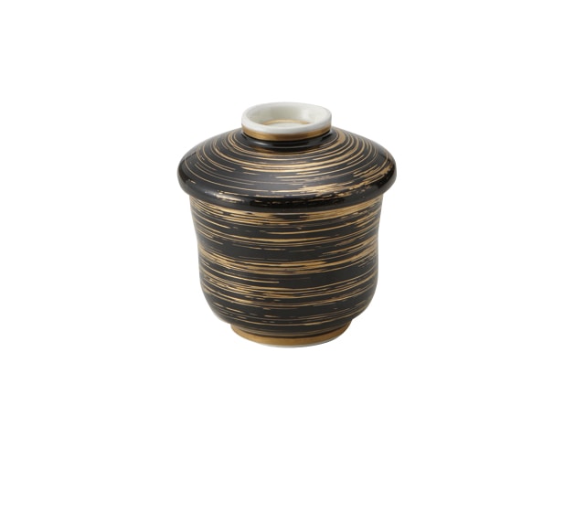丸モ高木陶器 黒金刷毛ミニ蒸し碗 5A191-02 1個(ご注文単位1個)【直送品】