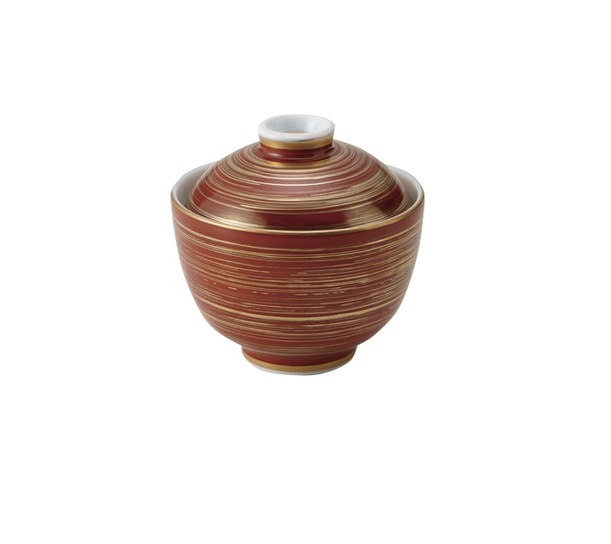 丸モ高木陶器 赤金刷毛小蓋物 5A195-03 1個（ご注文単位1個）【直送品】