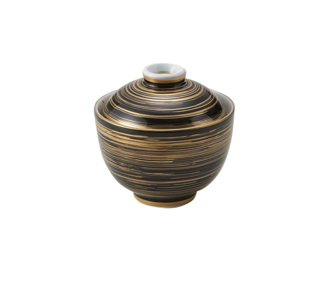 丸モ高木陶器 黒金刷毛小蓋物 5A195-04 1個（ご注文単位1個）【直送品】