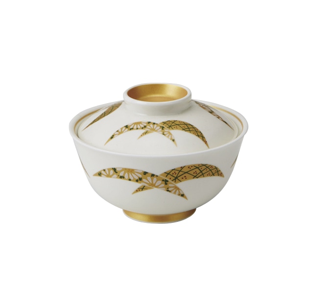丸モ高木陶器 金彩扇反蓋物 5A195-12 1個（ご注文単位1個）【直送品】