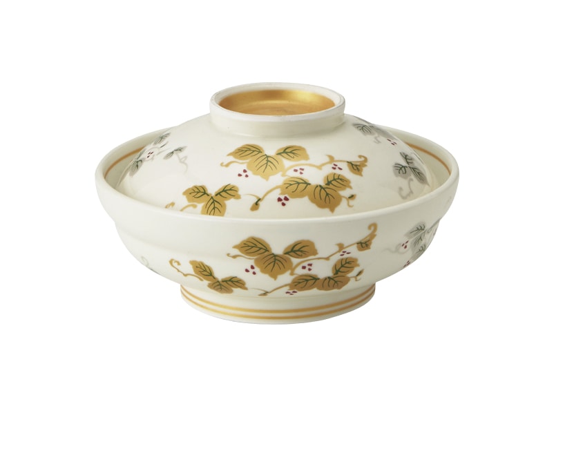 丸モ高木陶器 金銀葡萄絵平蓋物 5A196-09 1個（ご注文単位1個）【直送品】