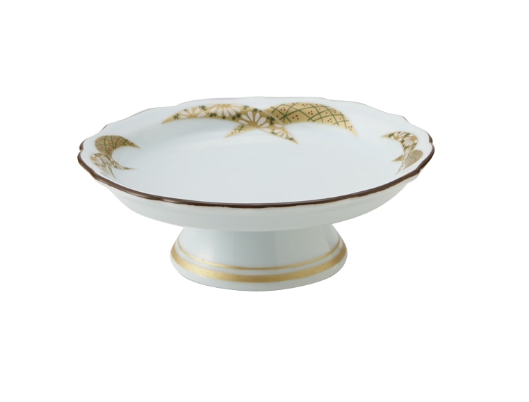 丸モ高木陶器 金彩扇高台皿 5A199-09 1個（ご注文単位1個）【直送品】