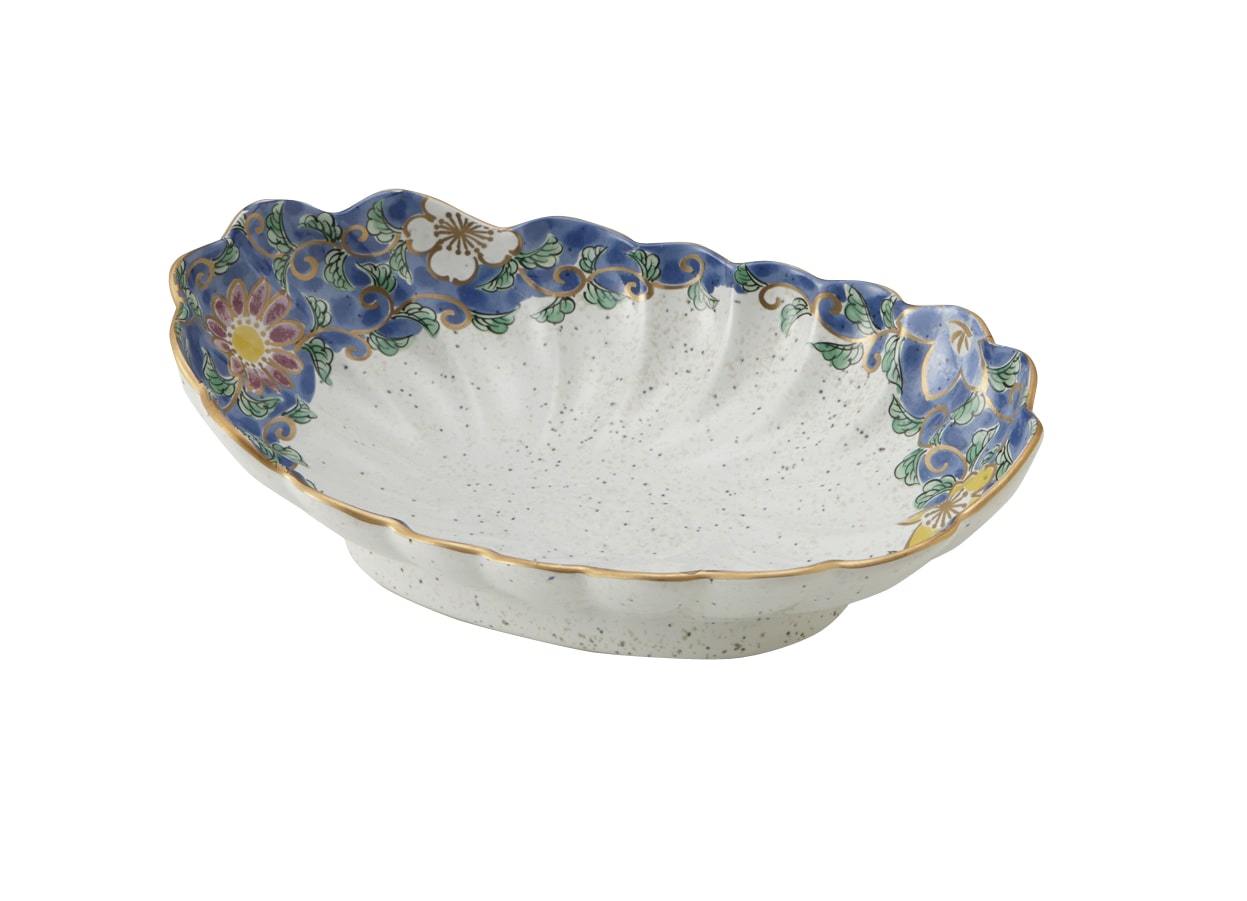 丸モ高木陶器 錦草花紺菊型刺身皿 5A200-05 1個（ご注文単位1個）【直送品】