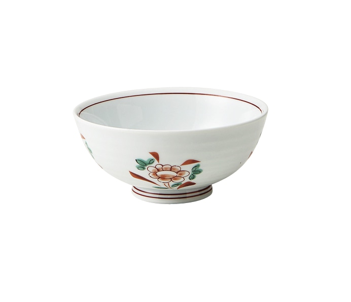 丸モ高木陶器 赤絵草花飯碗 5A201-13 1個（ご注文単位1個）【直送品】